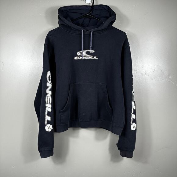O'Neill Tops - Vintage O’Neill 90s Y2K Hoodie Black Pullover Spell Out Logo Skate Size Medium